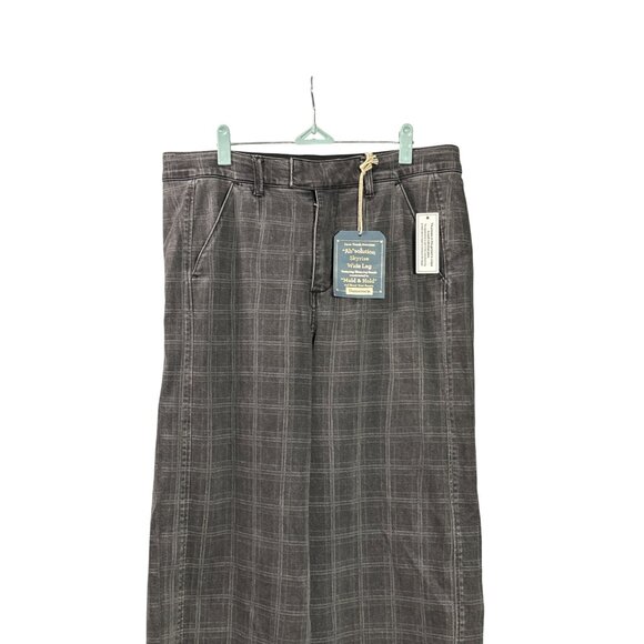 Democracy Womens Ab Solution Skyrise Wide Leg Jeans Size 14 Gray Plaid New - Picture 2 of 10